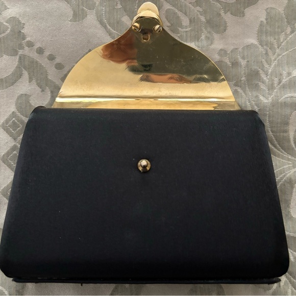 Sasha Clutch or Crossbody/Shoulder Black and Gold Silk Bag - Picture 3 of 8